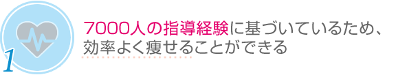 1.7000人の指導経験に基いているため、効率よくやせることができる